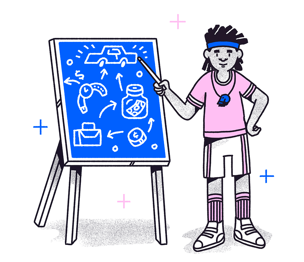 Binoculars and book illustration